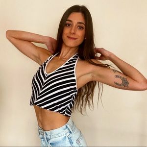 Black and white halter top small/medium